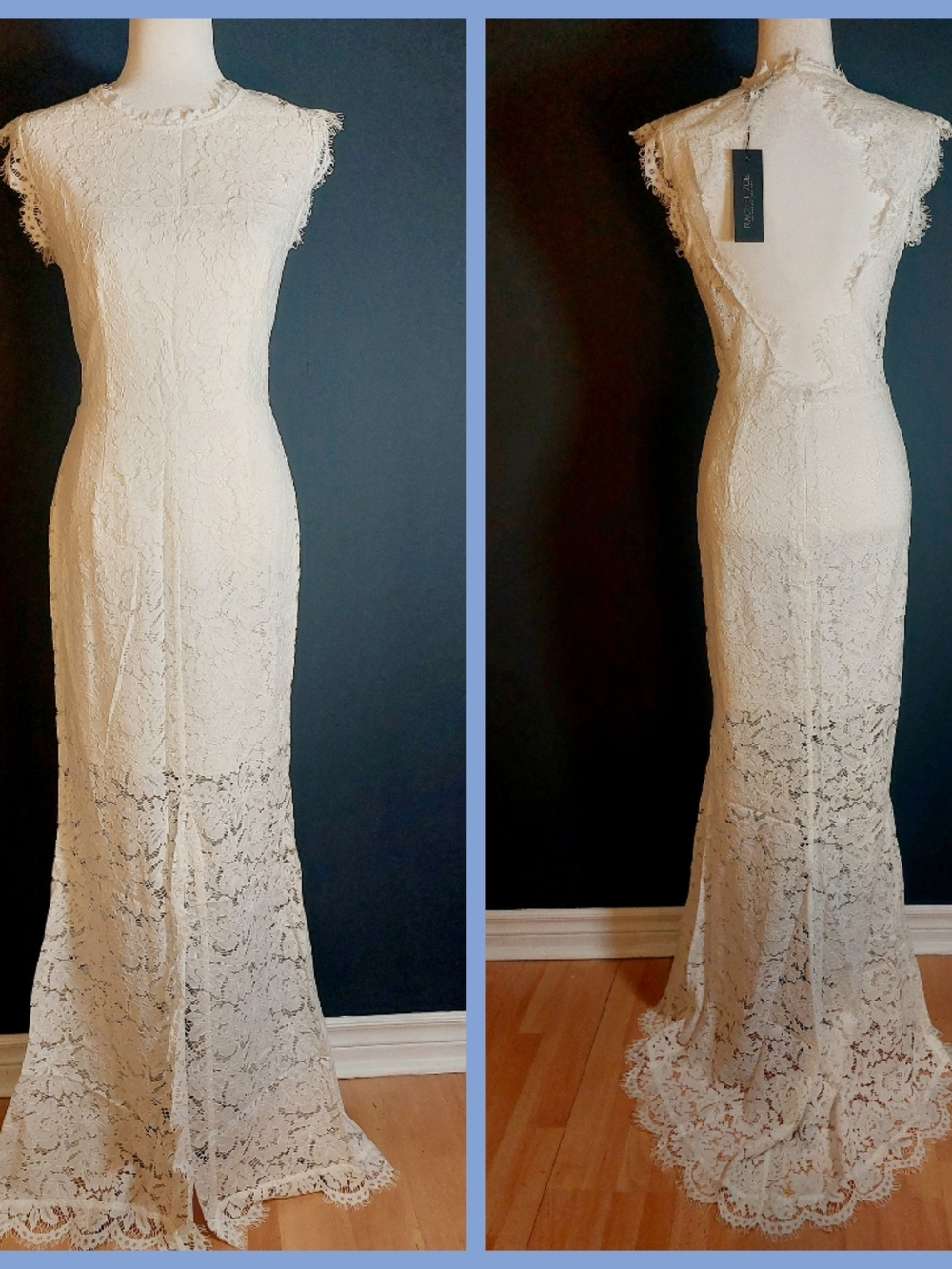 Rachel Zoe White Lace Trumpet Wedding Dress, 12, NWT